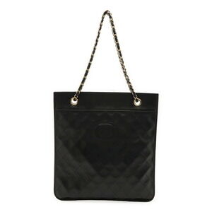 CHANEL Black Leather Logo Shoulder Bag